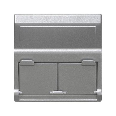 Étiquette ICT K45 pour adaptateurs MD, double, diagonale, avec caches 45×45mm, aluminium