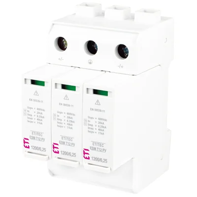 ETITEC ESM T12 PV 1200/6.25 Y Pararrayos T1, T2 (B, C) - para sistemas fotovoltaicos