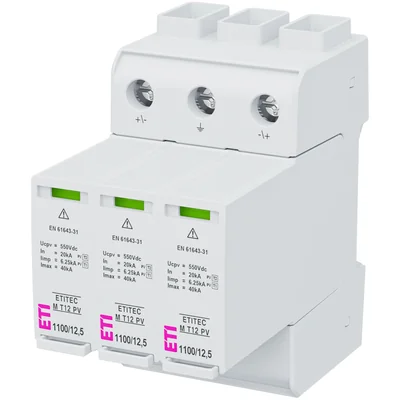 ETITEC M T12 PV 1100/12.5 Y Pararrayos T1, T2 (B, C) - para sistemas fotovoltaicos
