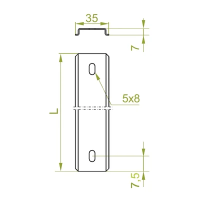 EURO-Schiene Länge 950 mm Höhe 7 mm Breite 35 mm