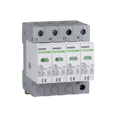 Ex9UE2 20 4P 440 Pararrayos, tipo II, 440 V CA, 20 kA, fusible enchufable, 4 polos