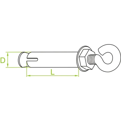 Expansion hook bolt open length 120mm diameter 14mm