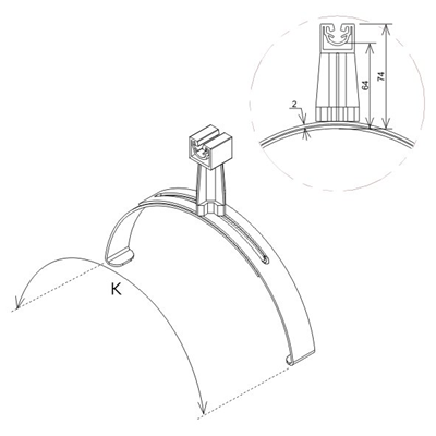 Extendable ridge tile holder with clamp H=7 cm, hot-dip galvanized