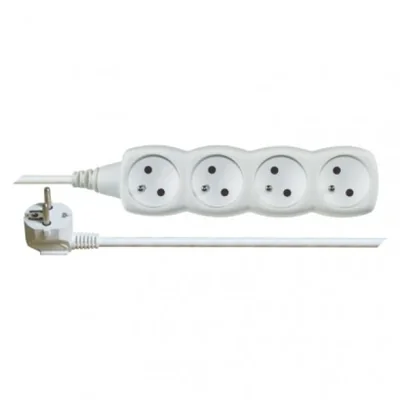 Extension cord 3 m / 4 sockets / white / PVC / 1 mm2