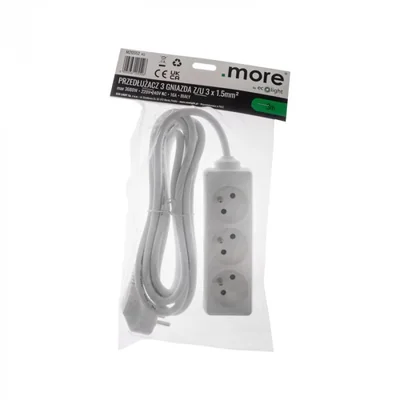 Extension cord 3 sockets 3m with/without 3x1.5mm2 WHITE