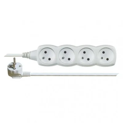 Extension cord 5 m / 4 sockets / white / PVC / 1 mm2