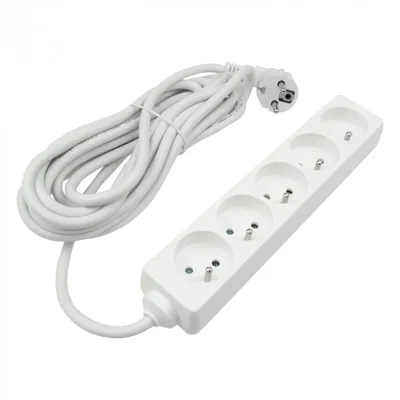 Extension cord 5 sockets 5m with/without 3x1.5mm2 WHITE