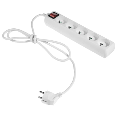 Extension cord with five-way socket with switch;ECO 5X2p+z 10A 1.5m white