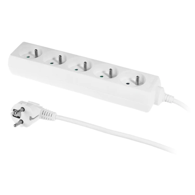 Extension cord with five-way socket;ECO 5X2p+z 10A 3m white