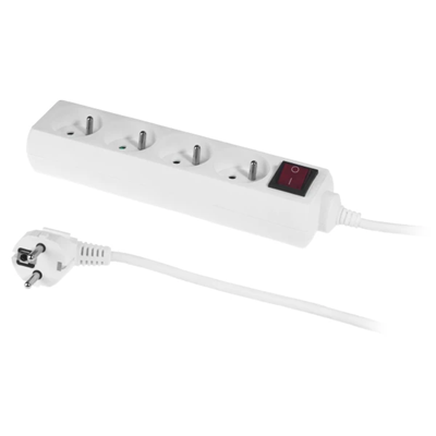 Extension cord with four-way socket with switch;ECO 4X2p+Z 10A 3m white