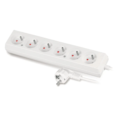 Extension cord with six-way socket 6x2p+Z 10A 1.5m white