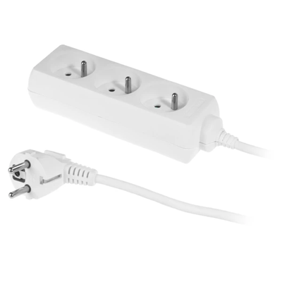 Extension cord with triple socket;ECO 3X2p+Z 10A 1.5m white