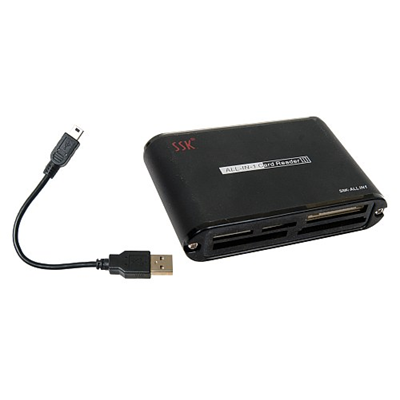 External memory card reader with USB cable