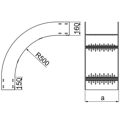 External vertical arch width 200mm height 160mm