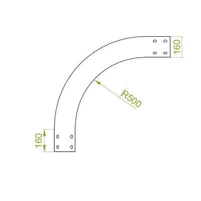 External vertical arch width 400mm height 160mm