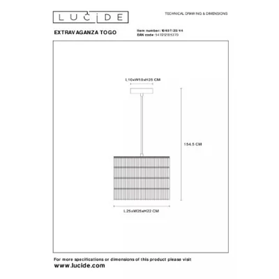 EXTRAVAGANZA TOGO Lampada a sospensione 25cm 60W E27 IP20 ocra