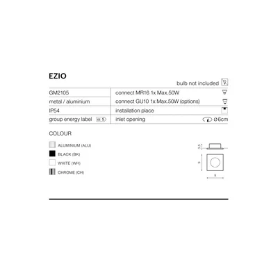 EZIO Chrome recessed ceiling lamp