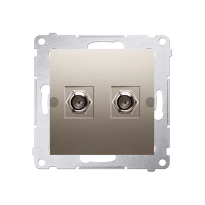 "F" type double antenna socket gold metallic matt