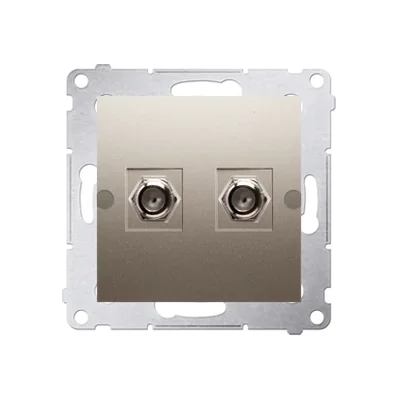 "F" type double antenna socket gold metallic matt