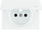 Faceplate with contact shutters for earthed socket with cover - White, glossy