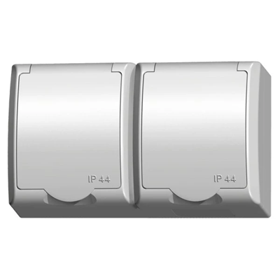 FALA Double socket with grounding, white, white lid