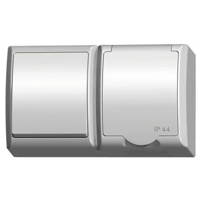 FALA Interrupteur unipolaire + prise schuko simple avec couvercle blanc