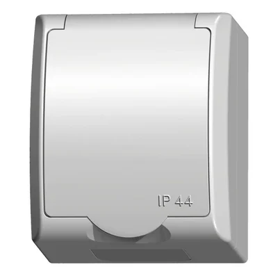 FALA Single socket with schuko grounding, white, white cover, equipped with shutters for current paths