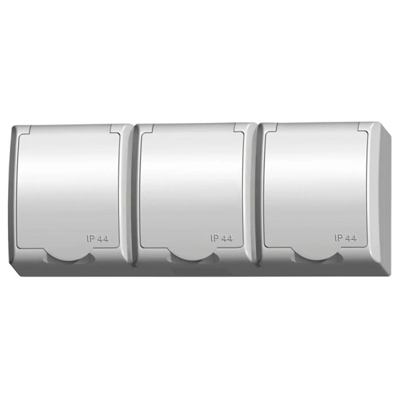 FALA Triple socket with earthing schuko, in white, white cover