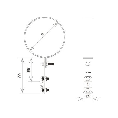 Fallrohrhalter fi 100 mm mit einer Kupferschraube