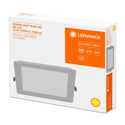 Faretto da incasso Slim Square 155 12W 3000K WT IP20