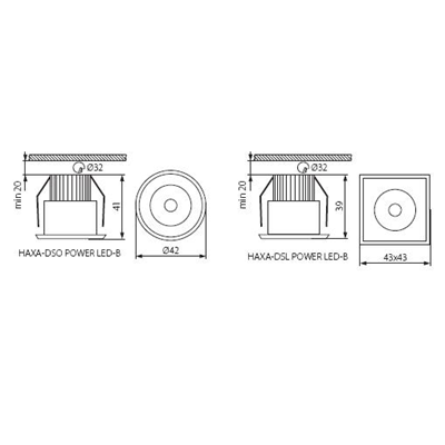 Faretto da parete e soffitto POWER LED HAXA-DSO POWER LED-B