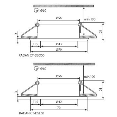 Faretto da soffitto RADAN CT-DSO50