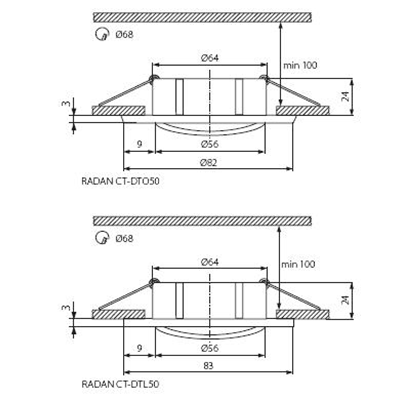 Faretto da soffitto RADAN CT-DTL50