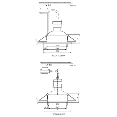 Faretto da soffitto TESON AL-DSL50