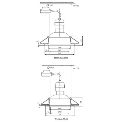 Faretto da soffitto TESON AL-DSO50