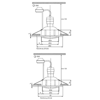 Faretto da soffitto TESON AL-DTL50