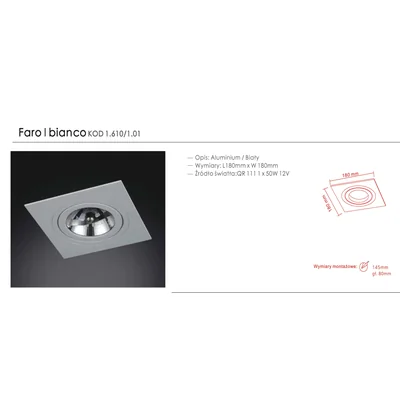 Faro I Bianco Lámpara empotrable de techo, blanco