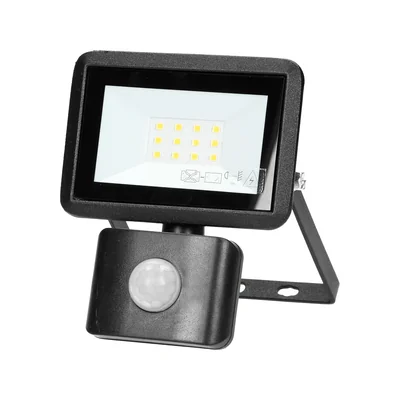 FARO S LED-Fluter, 10 W, mit PIR-Sensor, 800 lm, Schutzart IP44, 4000 K, Aluminium + Glas