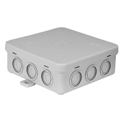 FASTBOX Wall-mounted box with integrated cable gland, self-locking 100x100mm gray