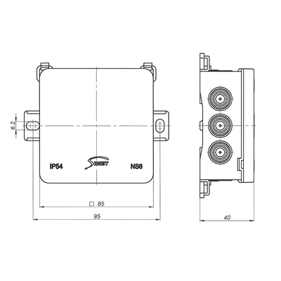 FASTBOX&HOOK Scatola di installazione a parete NS6, grigia