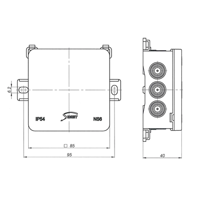 FASTBOX&HOOK Wall-mounted installation box NS6 grey
