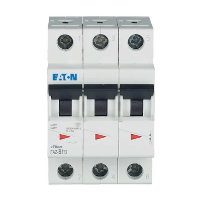FAZ-B1/3 Interruttore automatico 15kA, In=1A, caratteristica B, 3 poli. Serie FAZ