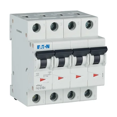 FAZ-C10/4 Interruttore automatico 15kA, In=10A, caratteristica C, 4 poli. Serie FAZ