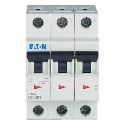 FAZ-D10/3 Circuit breaker 15kA, In=10A, D-characteristic, 3-pole. FAZ series