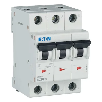 FAZ-D10/3 Disyuntor 15kA, In=10A, característica D, 3 polos. serie FAZ