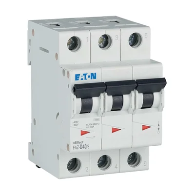 FAZ-D40/3 Interruttore automatico 15kA, In=40A, caratteristica D, 3 poli. Serie FAZ