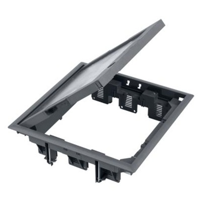 FB Caja de suelo 12xK45 o 6xS500 con tapa de 5mm y cerradura, gris