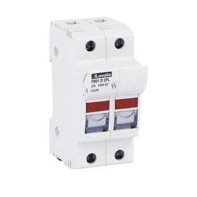 FB01D2PL Fuse base 10x38, 2 poles, with indicator, for photovoltaic applications up to 1000VDC, UL recognized