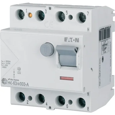Fehlerstromschutzschalter HNC-63/4/003-A 6 kA, In = 63 A, IΔN = 0,03 A, Typ A, 4-polig. HNC-Serie
