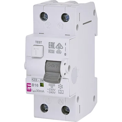 Fehlerstromschutzschalter mit Überstromelement KZS-2M B 16/0, 03A, A